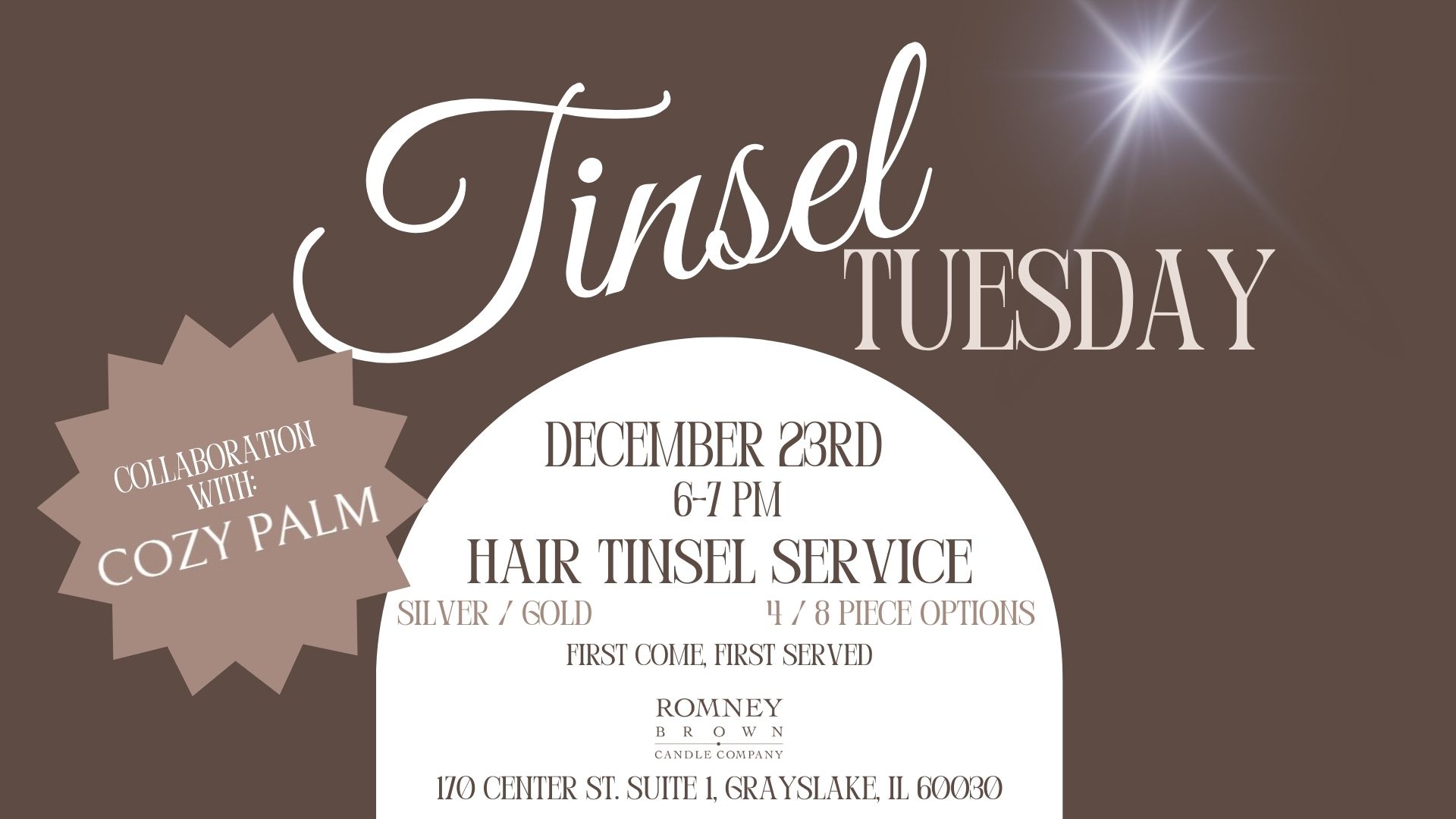 Tinsel Tuesday at Romney Brown Candle Company